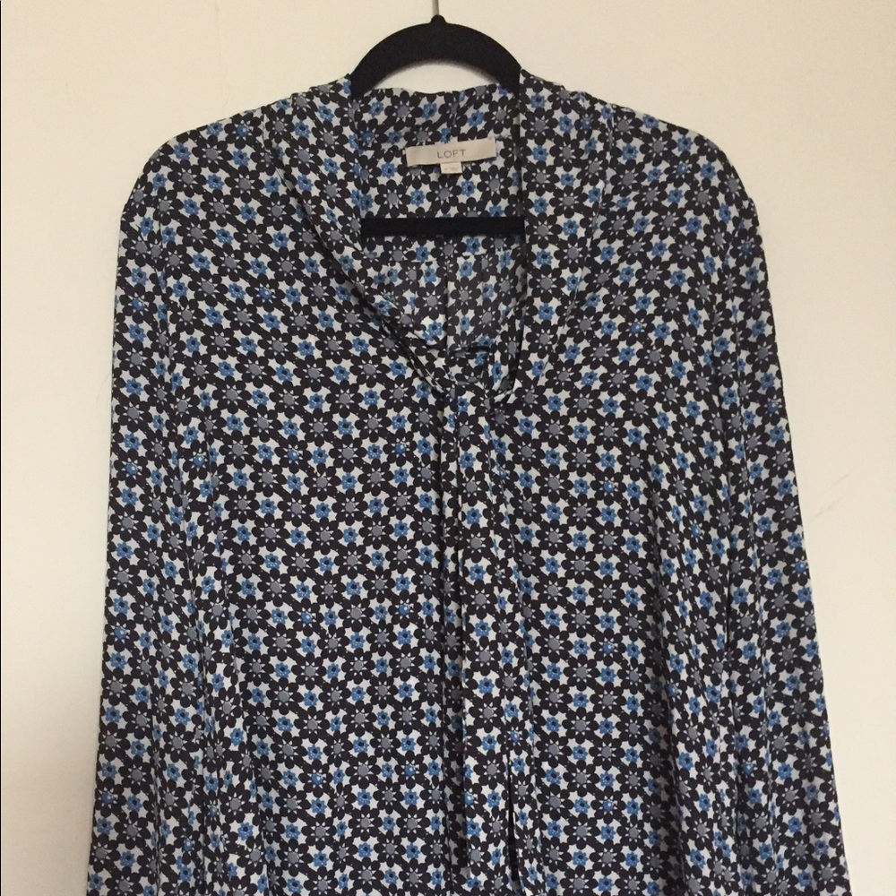LOFT Printed Neck Tie Top